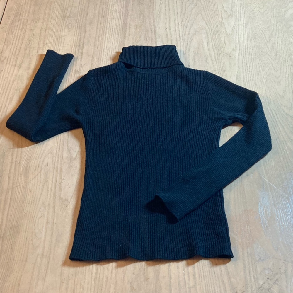 Black Ribbed Turtleneck Sweater